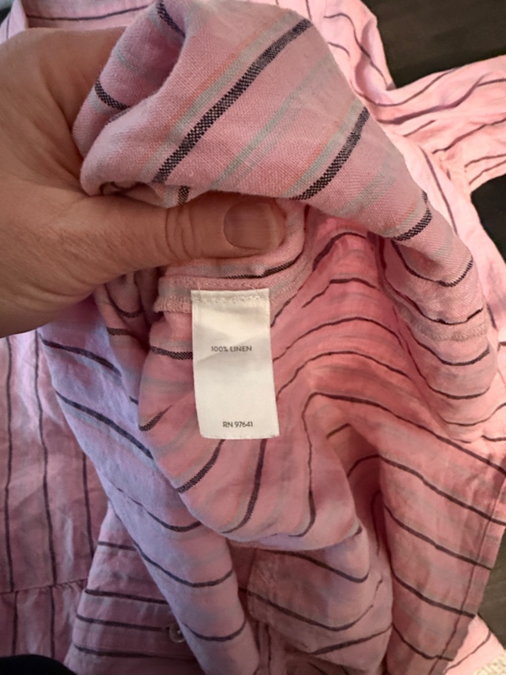 J. Jill Pink Striped Tiered Linen Button Down Shirt Dress Size Medium Tall - Picture 6 of 8